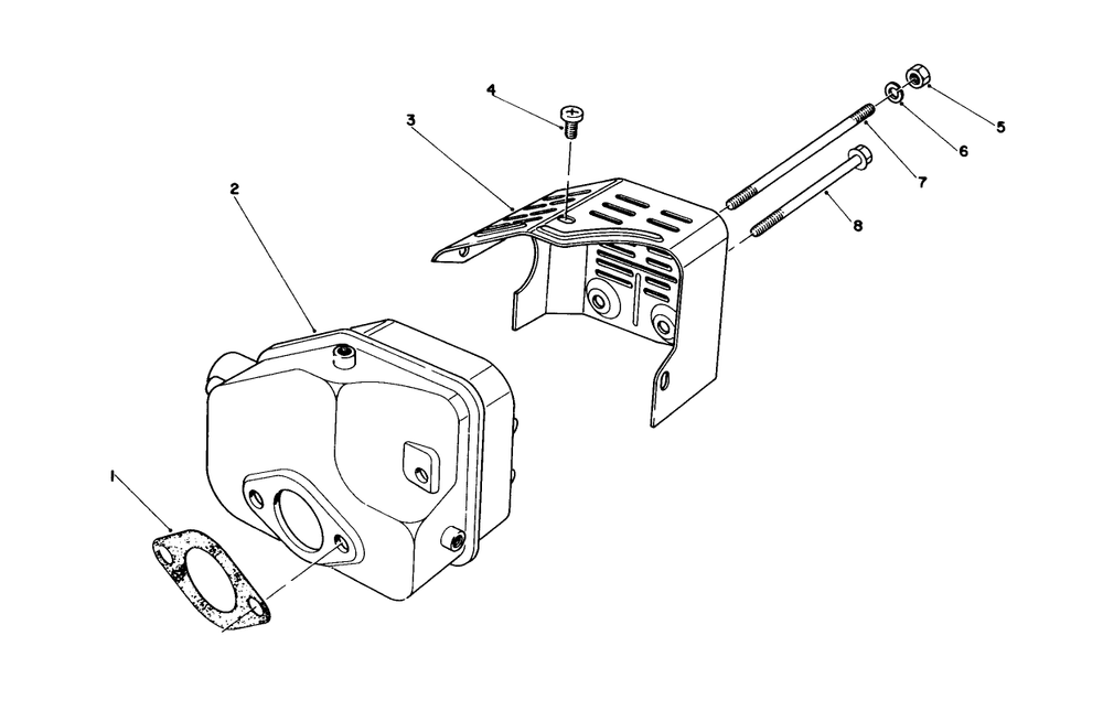 Muffler Assembly Diagram and Parts List for 16580 4000001 - 4999999 Toro Lawn Mower