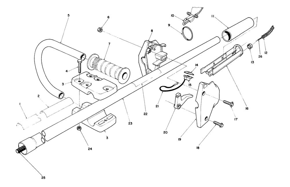 Handle Assembly Diagram and Parts List for 51665 0000001 - 0999999 Toro Trimmer