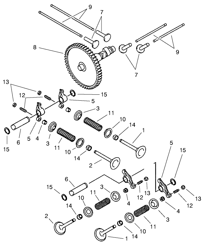 Valve/Camshaft Assembly Diagram and Parts List for 73545 8900001 - 8999999 Toro Lawn Tractor