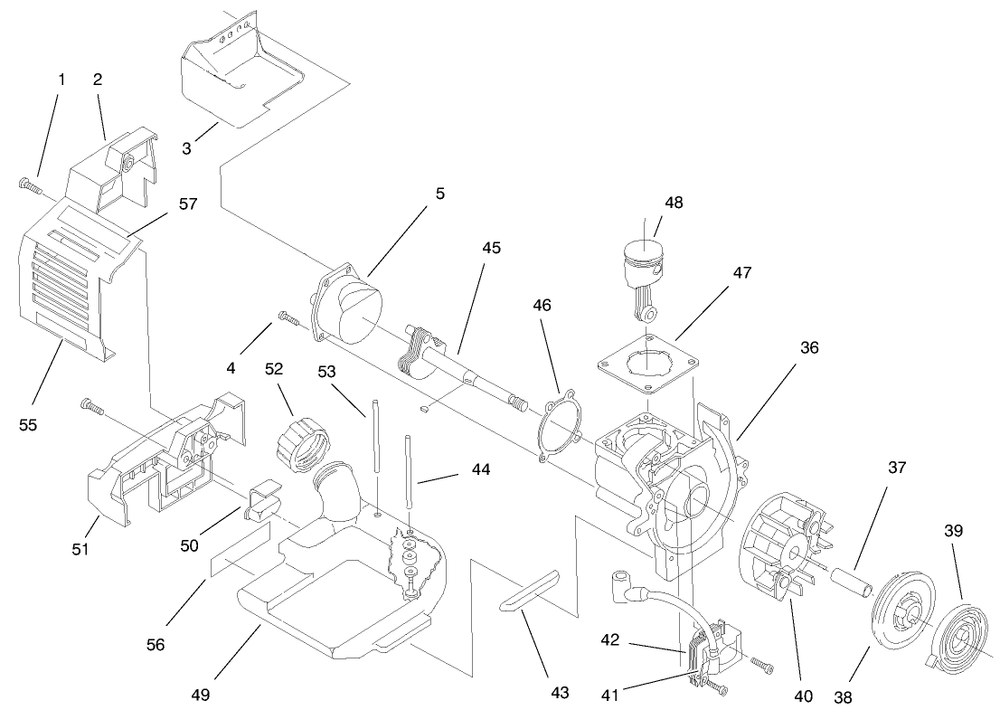 Engine Assembly Diagram and Parts List for 51912 89000001 - 89999999 Toro Trimmer