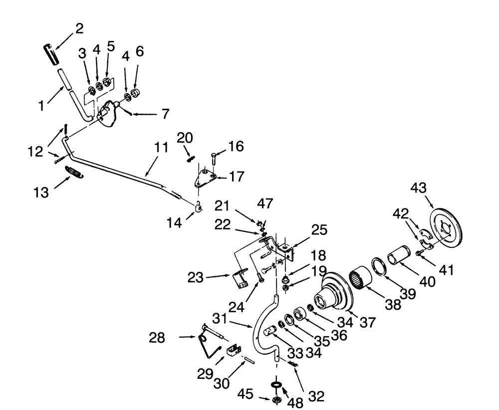 Pto Clutch And Control Diagram and Parts List for 73320 3900001 - 3999999 Toro Lawn Tractor