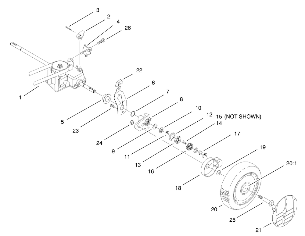 Rear Axle Assembly Diagram and Parts List for 20776 8900001 - 8999999 Toro Lawn Mower