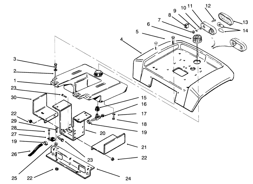 Fender And Support Diagram and Parts List for 73400 6900001 - 6999999 Toro Lawn Tractor