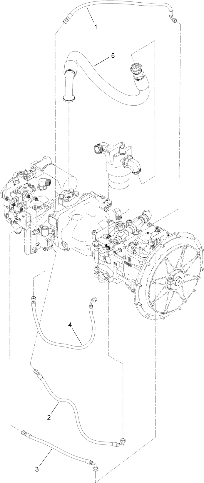 Hydraulic Pump Hose Assembly No. 2 Diagram and Parts List for 23898 400000000 - 999999999 Toro Lawn Tractor Accessories