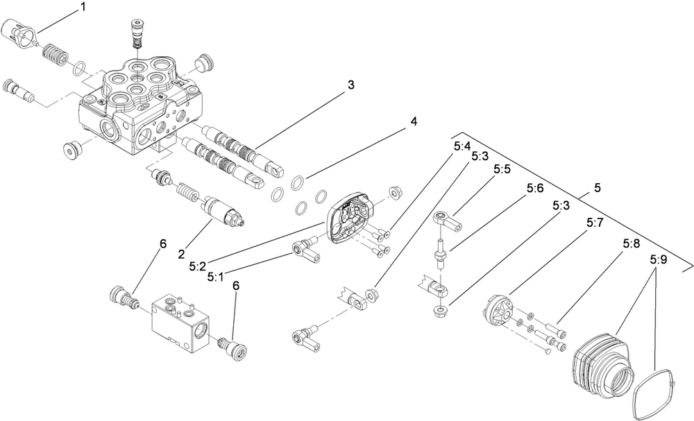 Control Valve Assembly No. 119-4585 Diagram and Parts List for 23214 404320000 - 405799999 Toro Stump Grinder