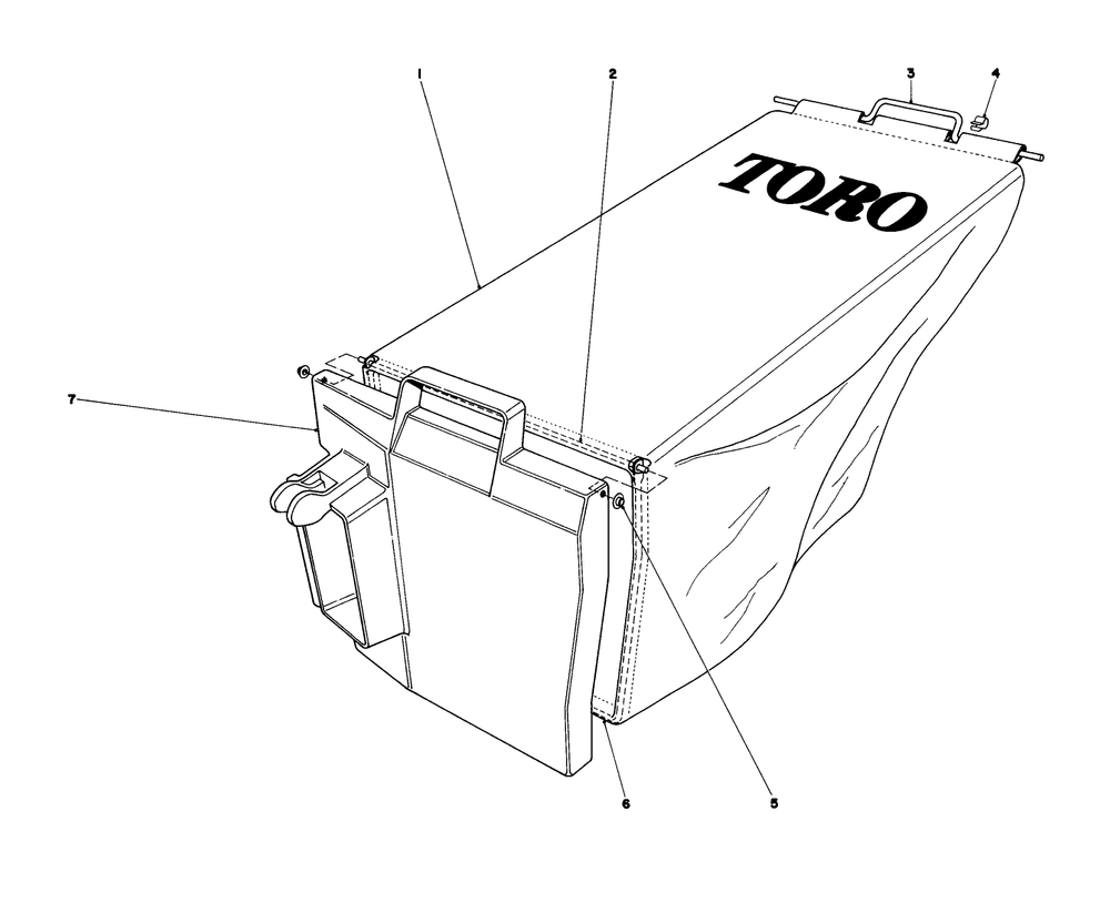 Grass Bag Assembly Diagram and Parts List for 20758 0000001 - 0999999 Toro Lawn Mower
