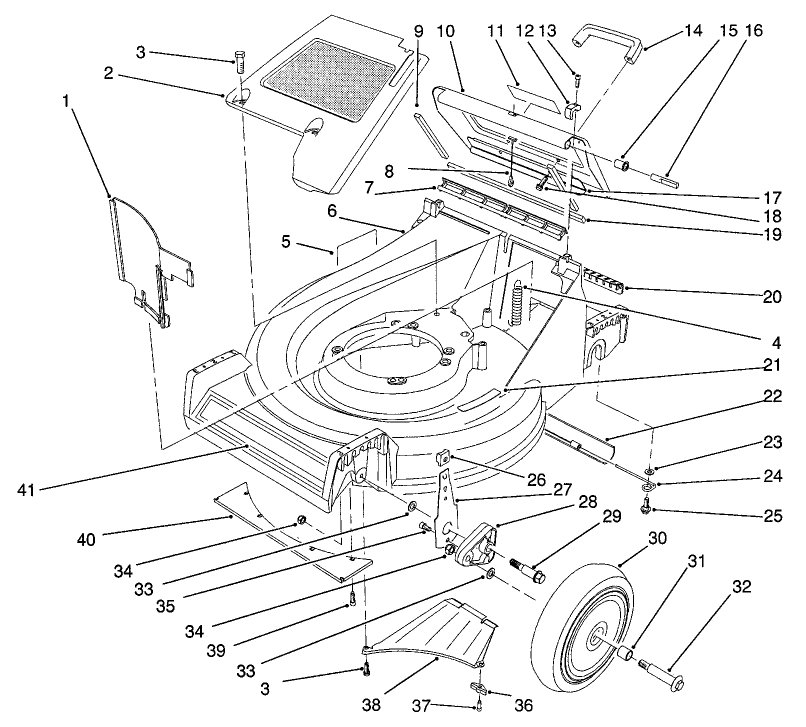 Housing Assembly Diagram and Parts List for 22623 7000001 - 7999999 Toro Lawn Mower