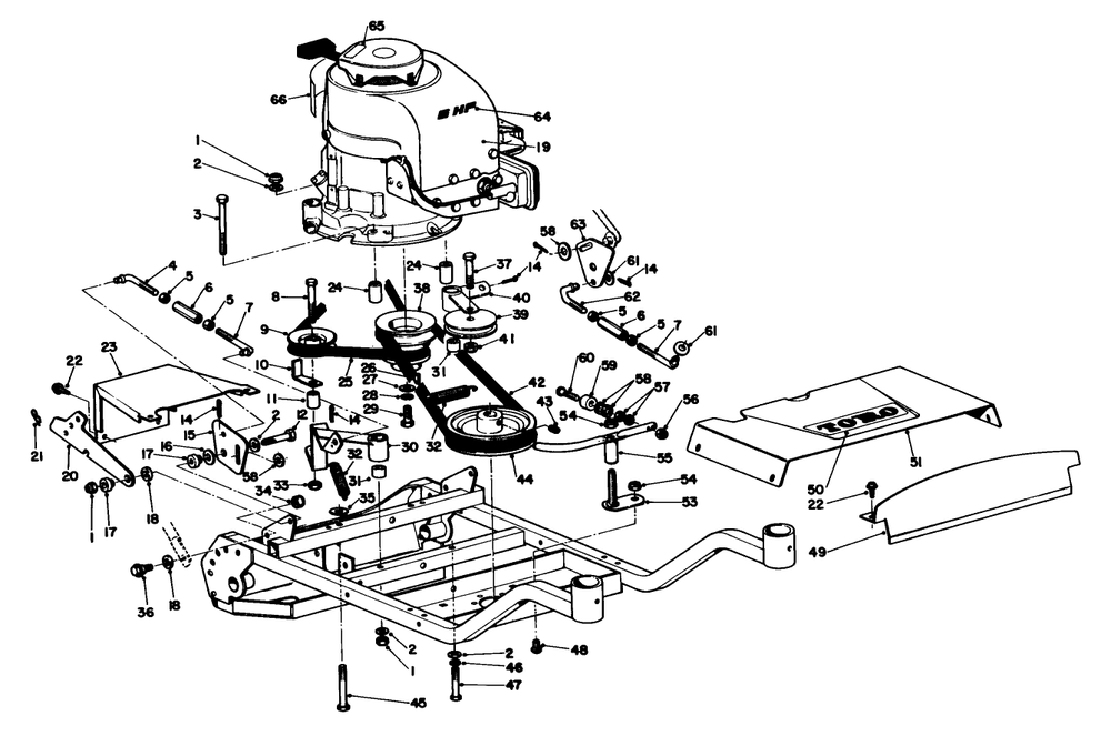 Engine And Frame Assembly Diagram and Parts List for 23205 6000001 - 6999999 Toro Lawn Mower