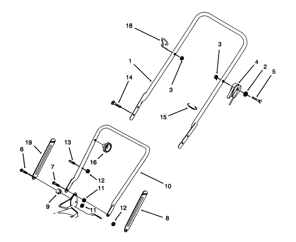 Handle Assembly Diagram and Parts List for 20432 39000001 - 39999999 Toro Lawn Mower