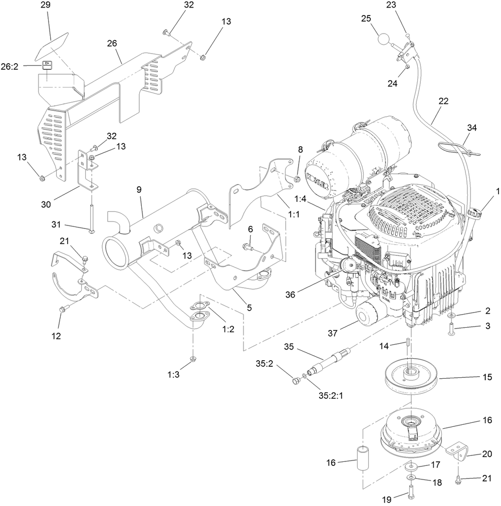 Engine Assembly Diagram and Parts List for 74529 404314000-999999999 Toro Lawn Mower