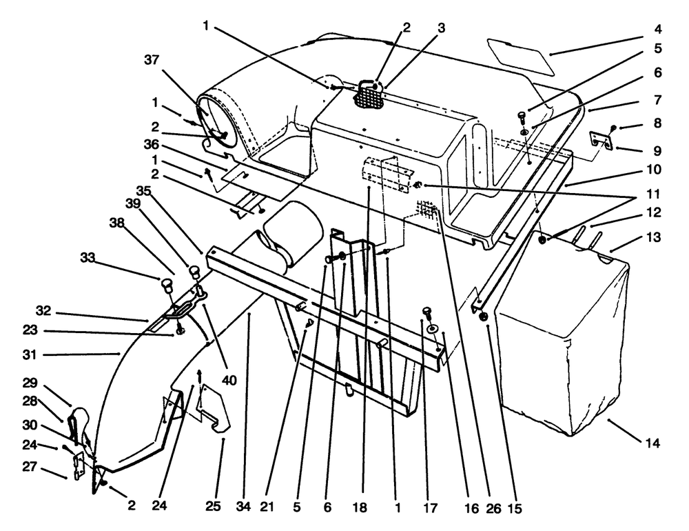 Grass Catcher Assembly Diagram and Parts List for 79085 69000001 - 69999999 Toro Lawn Tractor Accessories