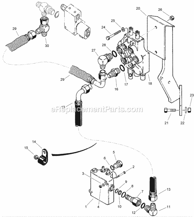 Plow Hydraulic Circuit Steering Control Valve Diagram and Parts List for 2011  Toro Lawn Tractor Accessories
