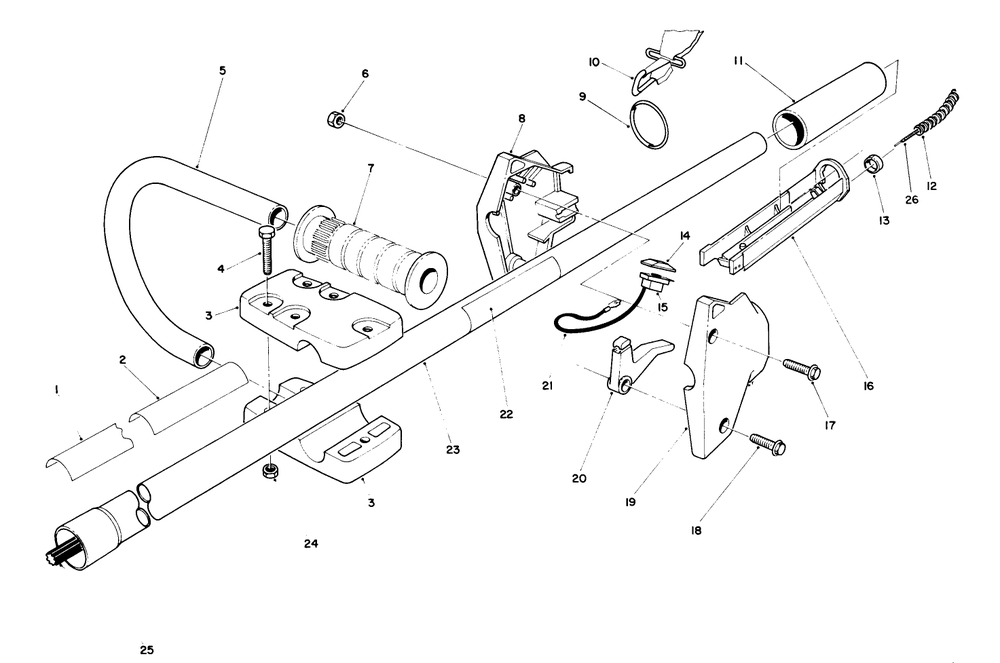 Handle Assembly Diagram and Parts List for 51665 1000001 - 1999999 Toro Trimmer