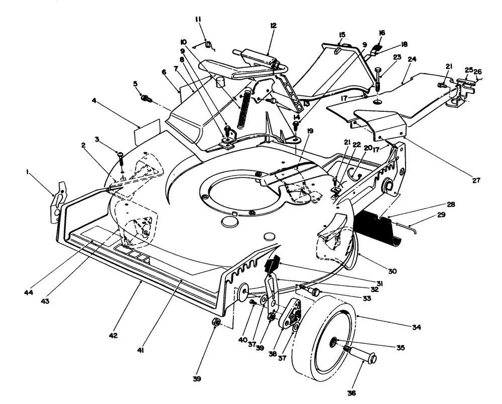 Housing Assembly Diagram and Parts List for 20214 2000001 - 2999999 Toro Lawn Mower