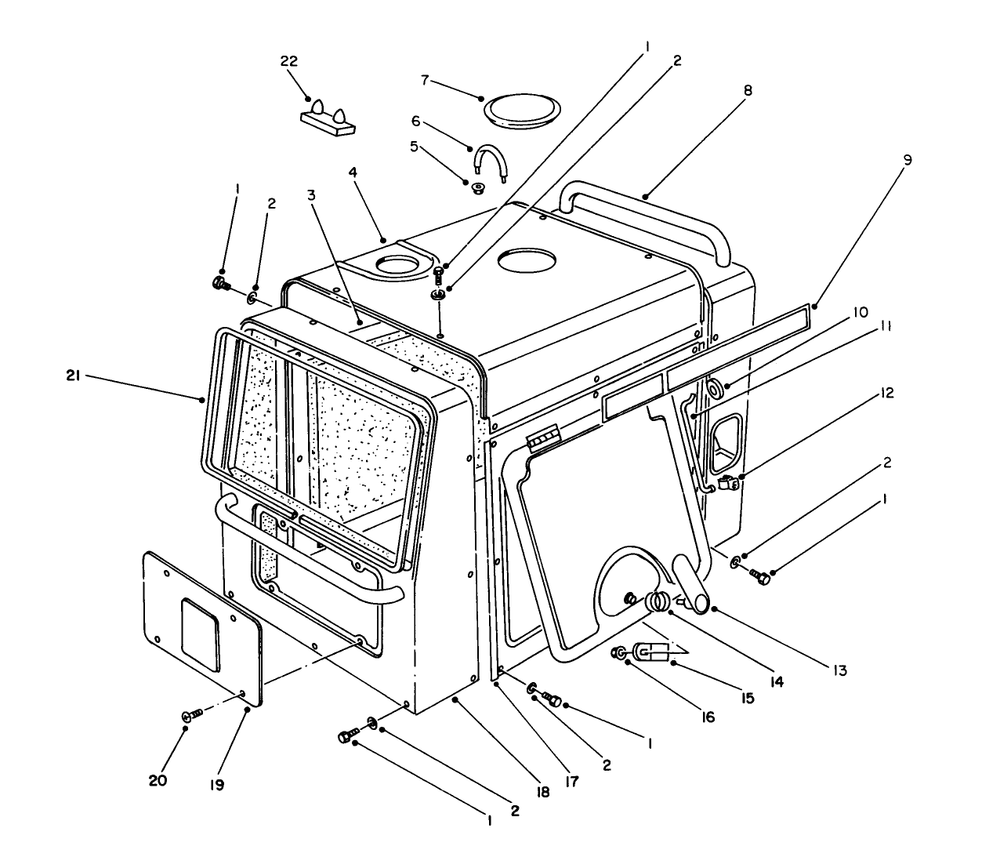 Engine Cover Assembly Diagram and Parts List for 62040 8000001 - 8999999 Toro Generator