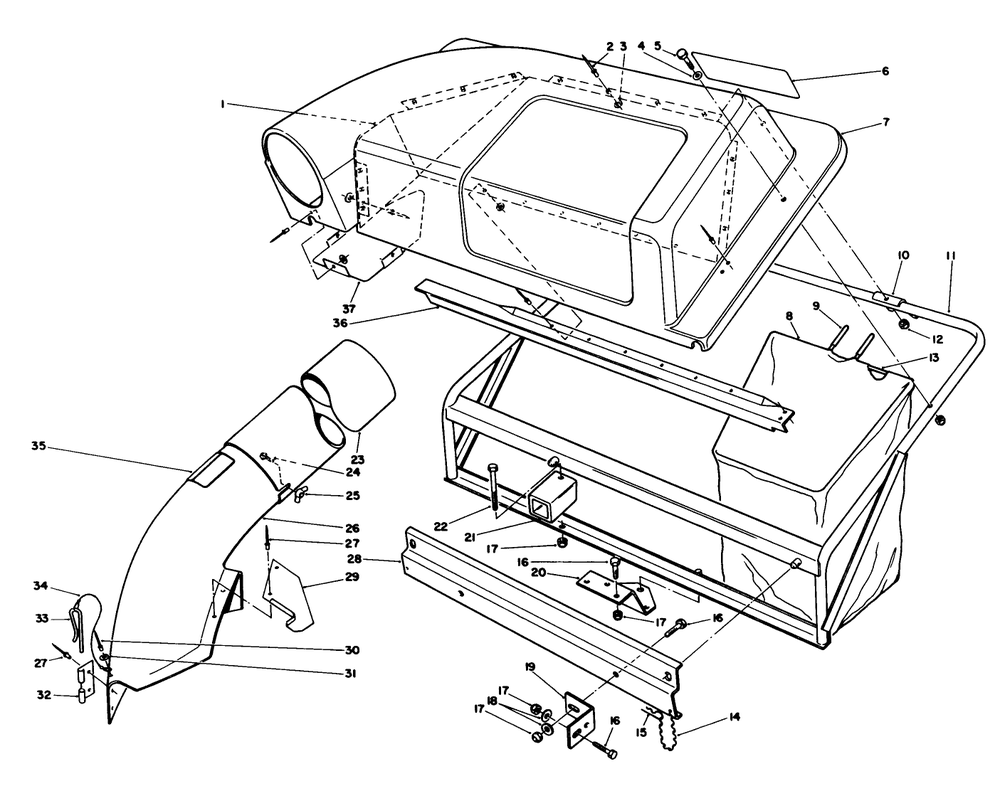 Twin Bagger Grass Catcher Model No. 59122 (Optional) Diagram and Parts List for 56170 6000001 - 6999999 Toro Lawn Tractor Accessories