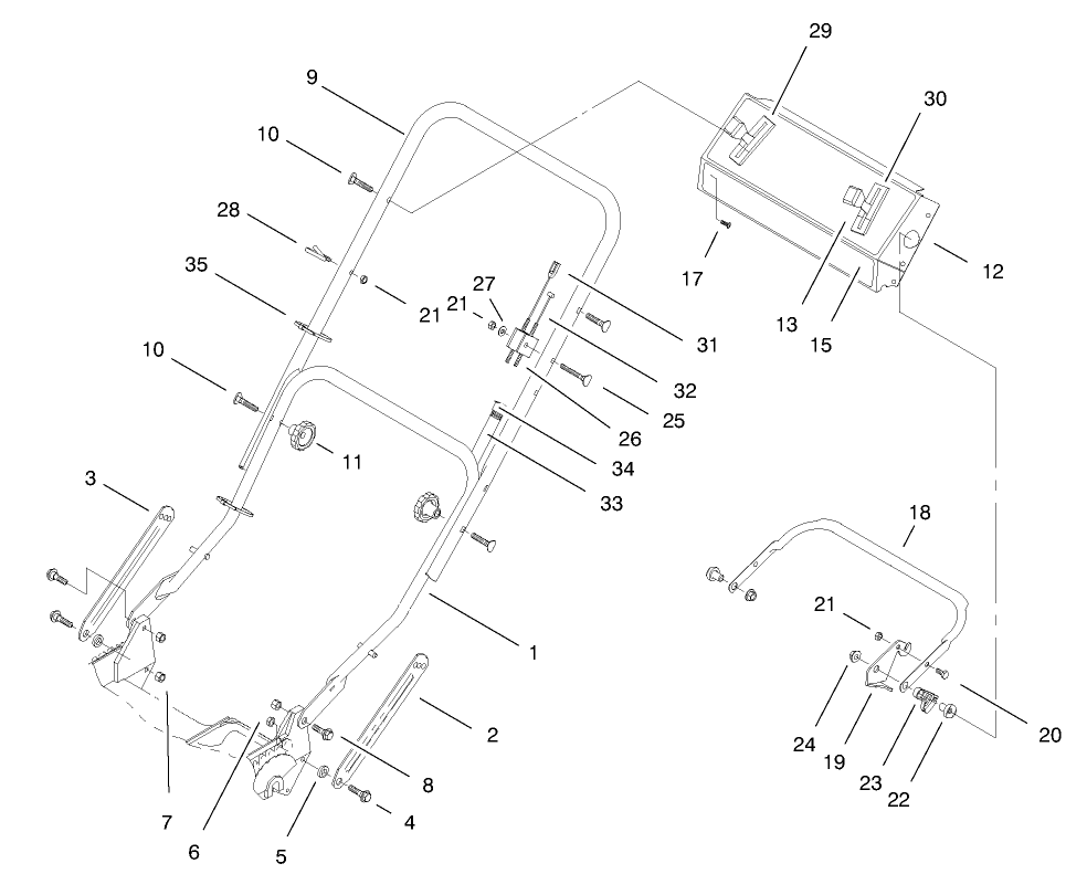 Handle Assembly Diagram and Parts List for 20478 7900001 - 7999999 Toro Lawn Mower