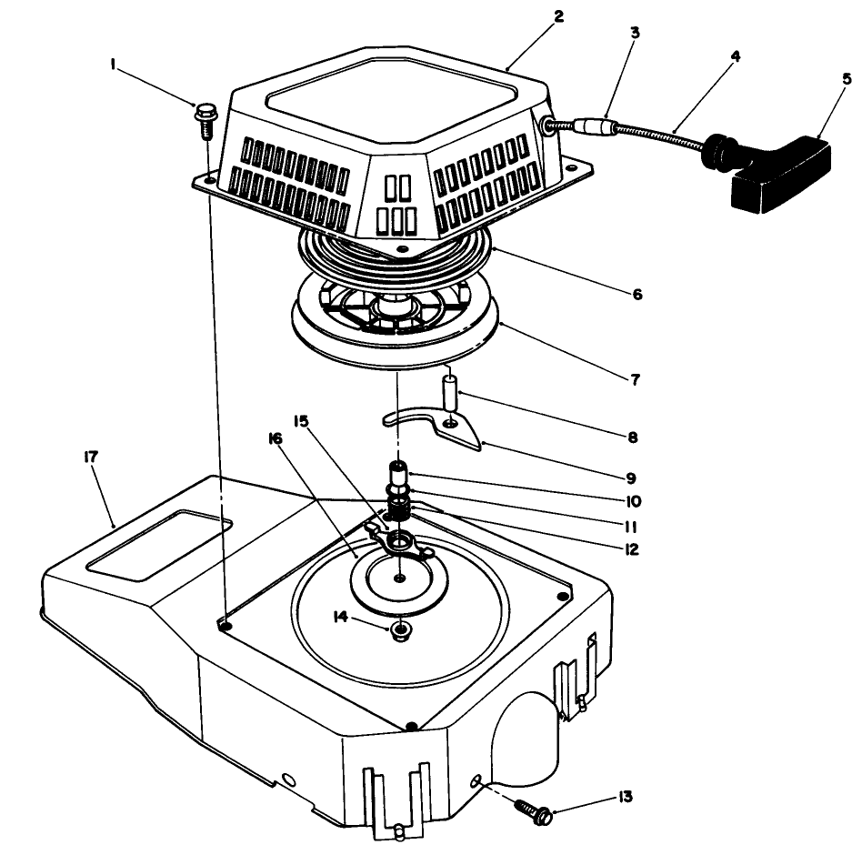 Recoil Assembly (Model No. Vmg6) Diagram and Parts List for 20626C 7000001 - 7999999 Toro Lawn Mower