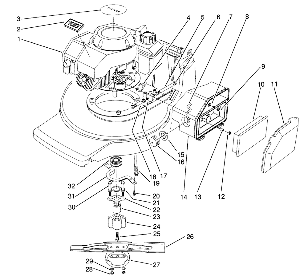 Engine Assembly (Model No. 20916b) Diagram and Parts List for 20916B 1000001 - 1999999 Toro Lawn Mower