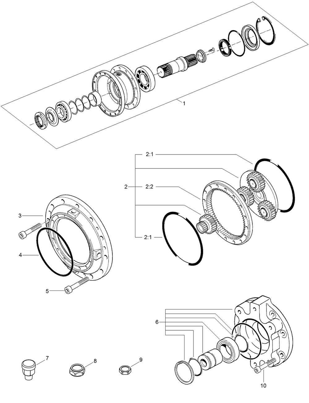 Planetary Gearbox Assembly No. Au8gb80064 Diagram and Parts List for 23823W 316000001 - 316999999 Toro Lawn Tractor Accessories