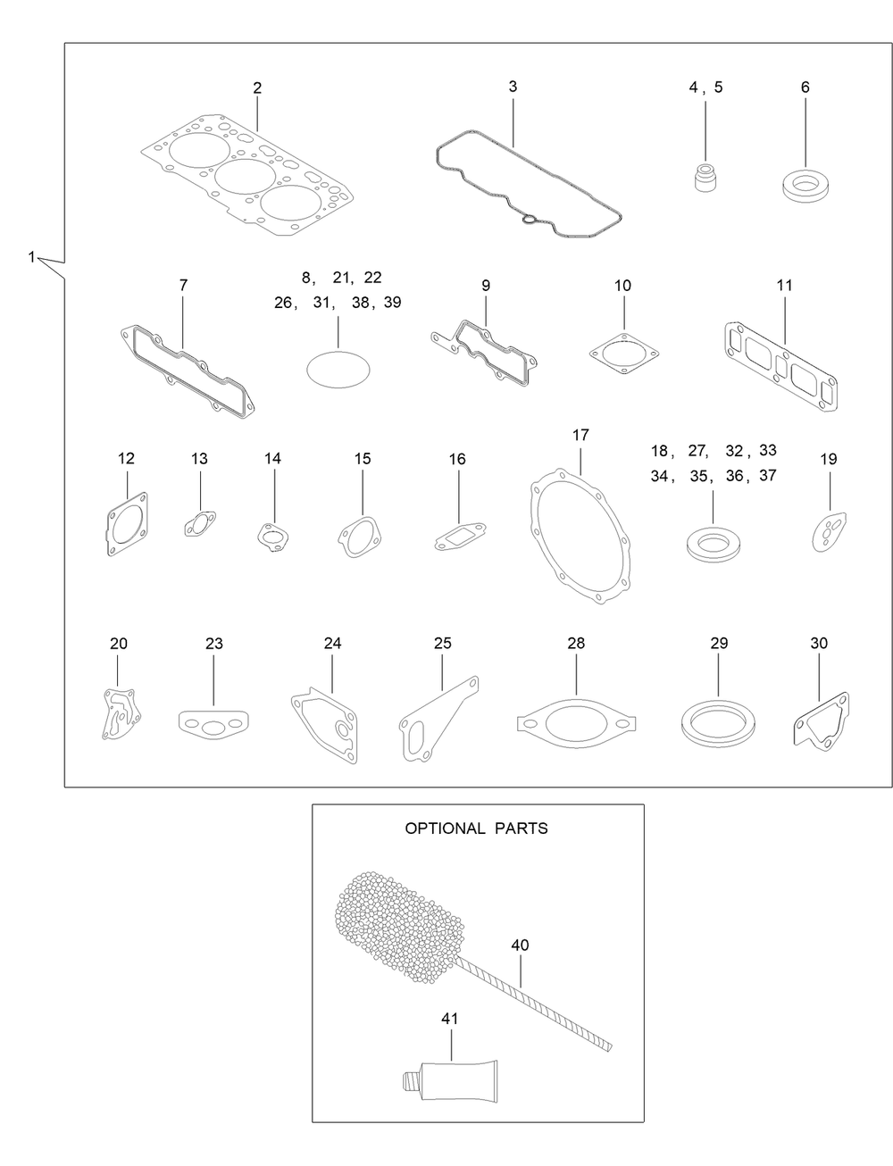 Gasket Set Diagram and Parts List for 22370 414487257 - 999999999 Toro Lawn Tractor Accessories