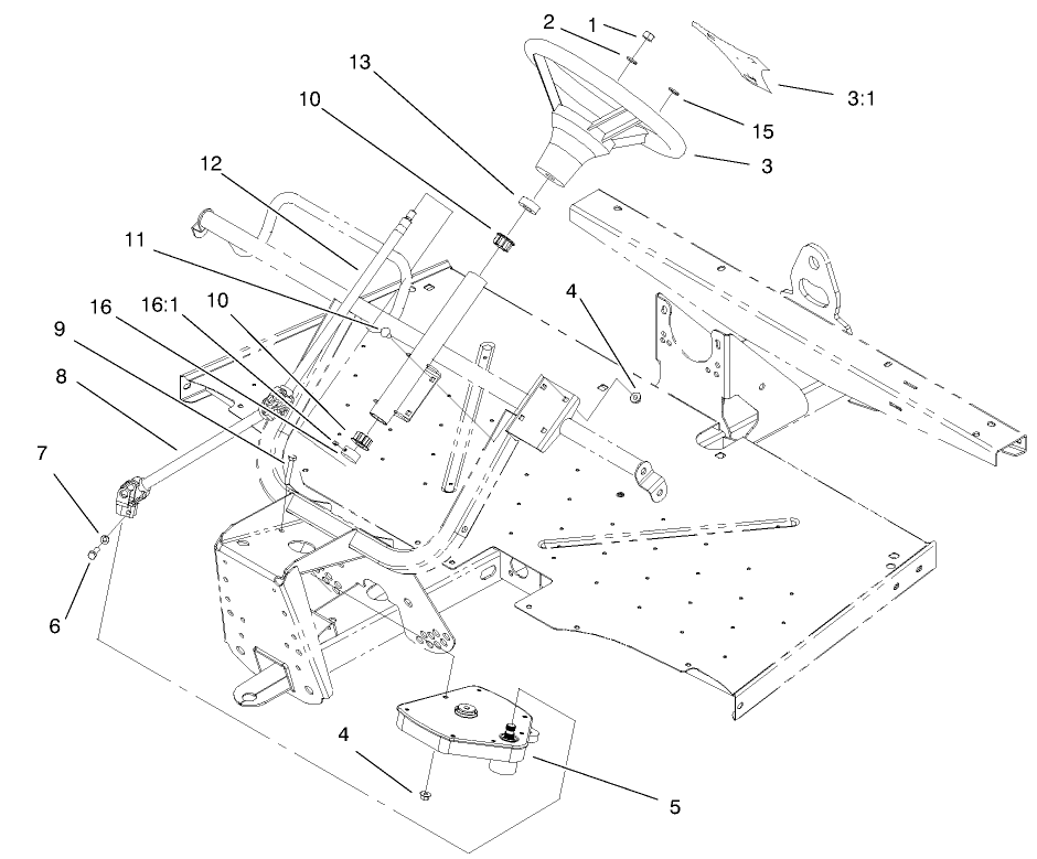 Upper Steering Assembly Diagram and Parts List for 12003 210000001 - 210999999 Toro Lawn Tractor