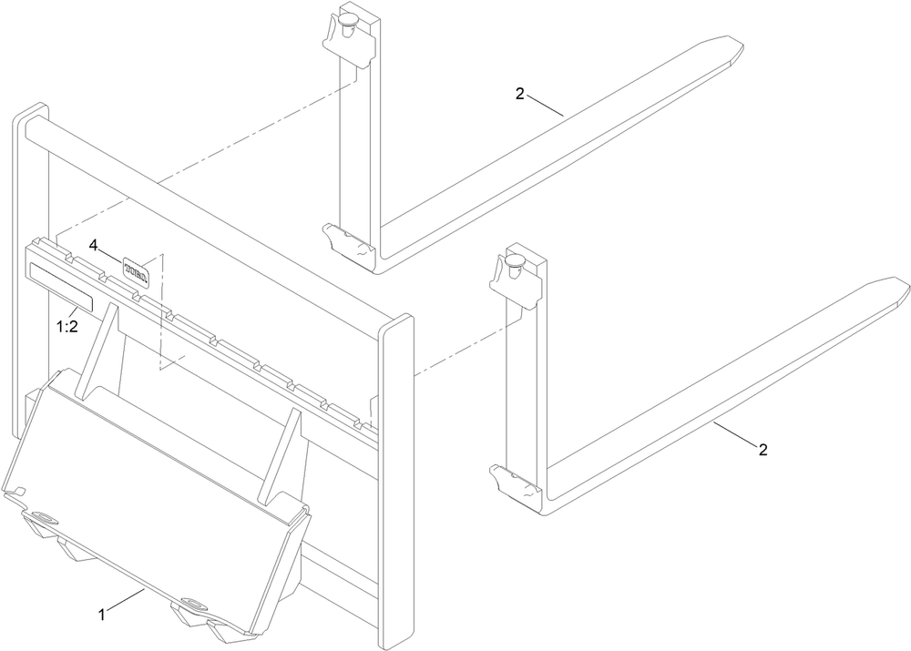Adjustable Fork Assembly Diagram and Parts List for 22586 322000001 - 999999999 Toro Lawn Tractor Accessories