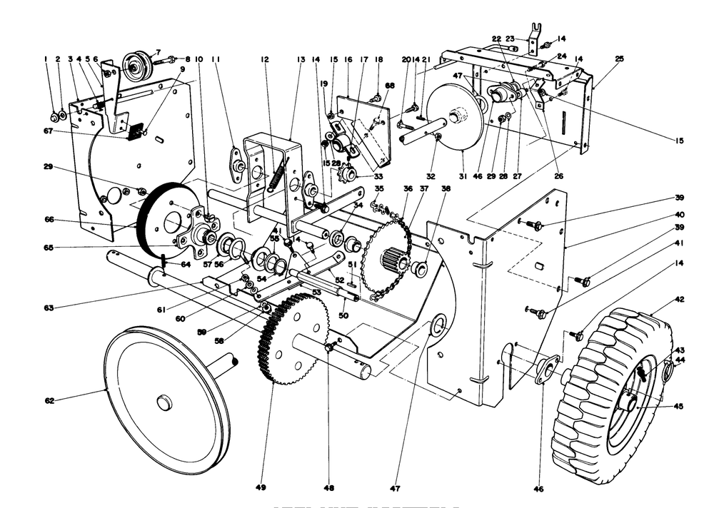Traction Assembly Diagram and Parts List for 38050 0000001 - 0999999 Toro Snow Blower