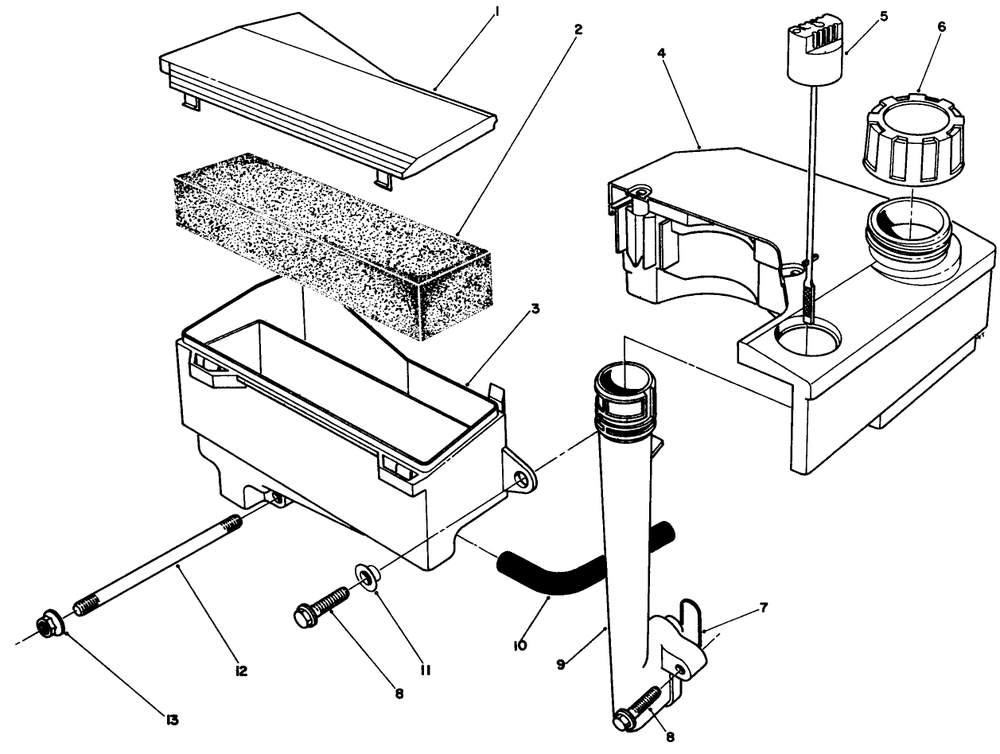 Air Cleaner & Fuel Tank Assembly (Engine No. Vmj8) Diagram and Parts List for 26622C 9000001 - 9999999 Toro Lawn Mower
