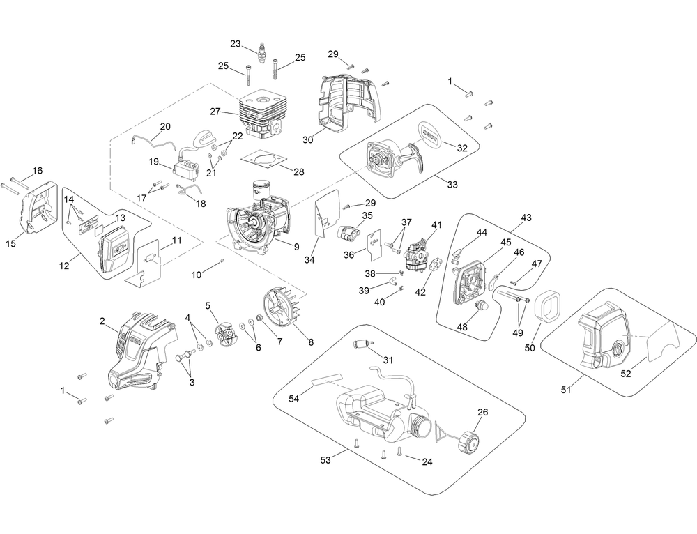 Power Head Components Assembly Diagram and Parts List for 51948 322000001 - 322999999 Toro Trimmer