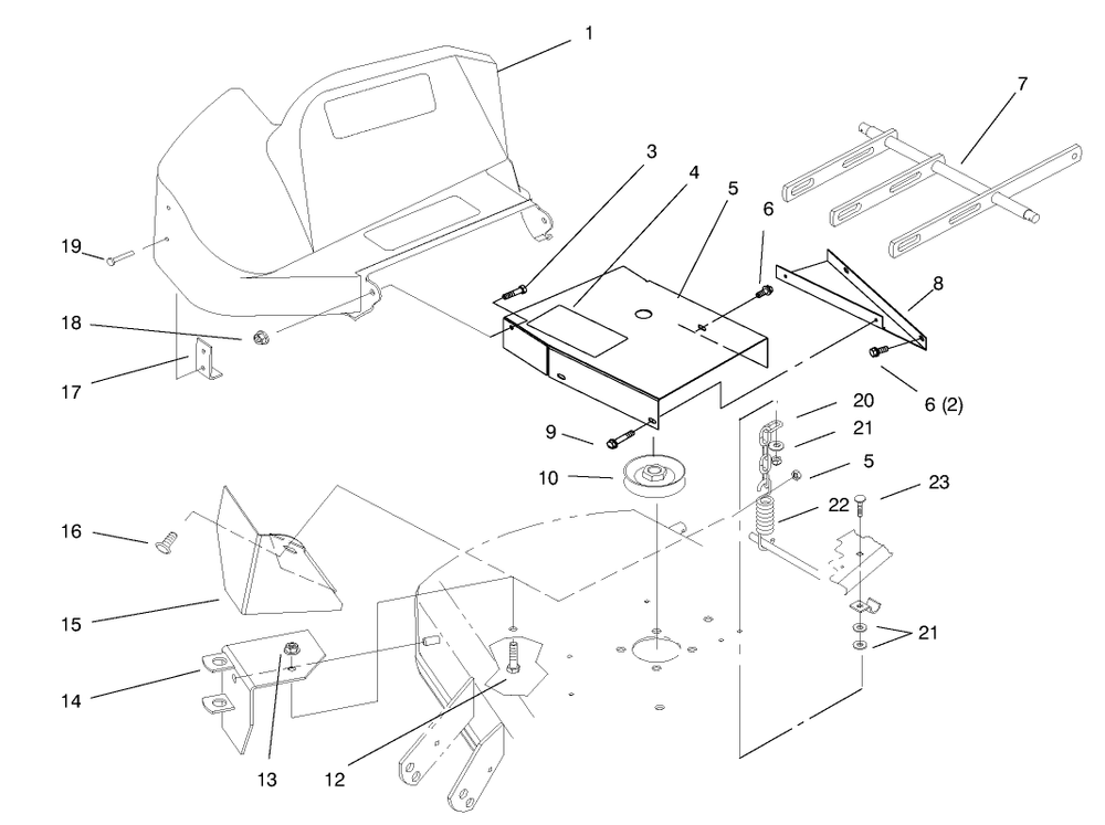 48" Deck Components Diagram and Parts List for 79301 7900476 - 7999999 Toro Lawn Tractor Accessories