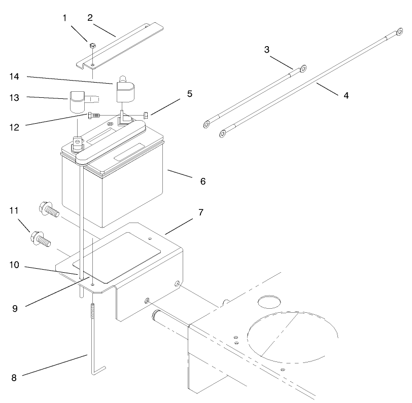Battery Assembly Diagram and Parts List for 30183 890001 - 899999 Toro Lawn Tractor Accessories