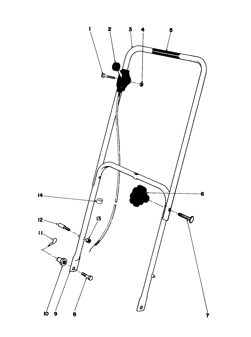 Handle Assembly Diagram and Parts List for 16325 3000001 - 3999999 Toro Lawn Mower