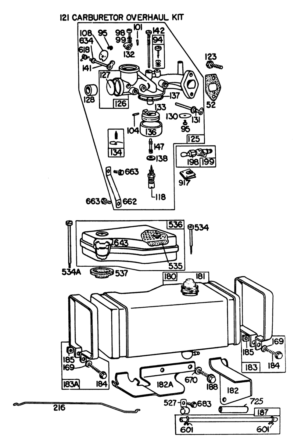 Engine Briggs & Stratton Model No. 191702-2133-01 Diagram and Parts List for 56138 5000001 - 5999999 Toro Lawn Tractor