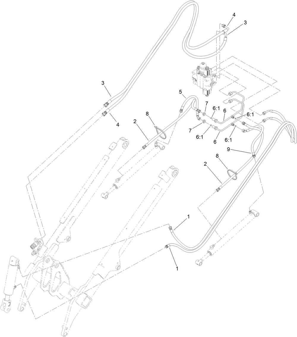 Loader Arm Hydraulic Assembly Diagram and Parts List for 22352 412900000 - 999999999 Toro Lawn Tractor Accessories