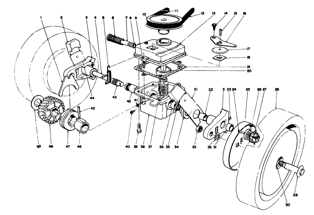 Gear Case Assembly Diagram and Parts List for 16212 4000001 - 4999999 Toro Lawn Mower