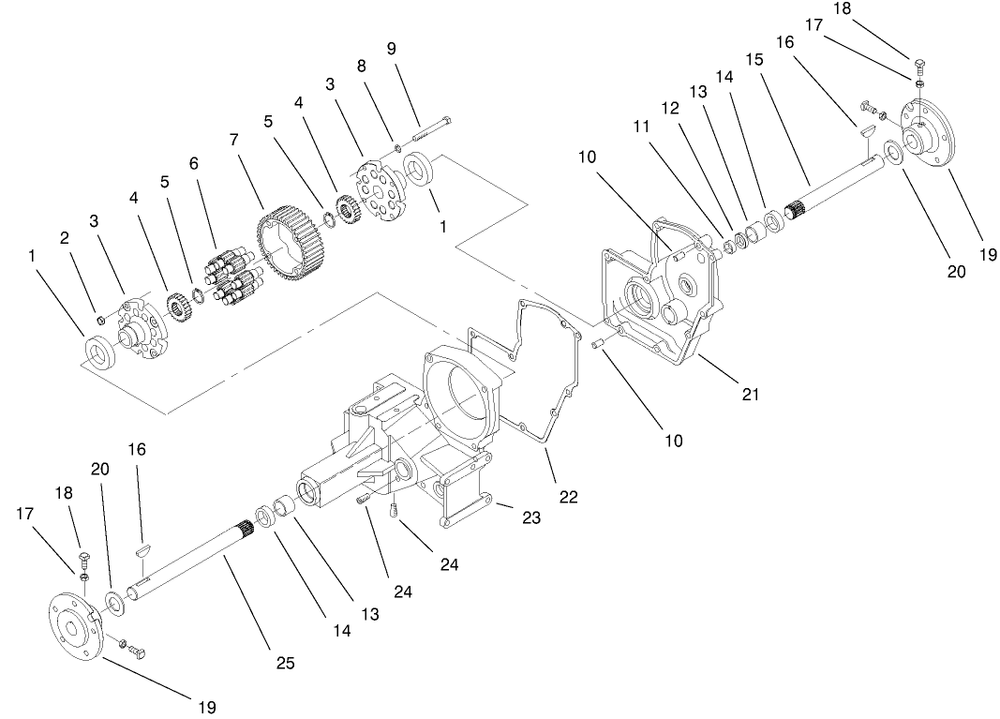 Hydrostatic Transmission Diagram and Parts List for 73403 6900001 - 6999999 Toro Lawn Tractor
