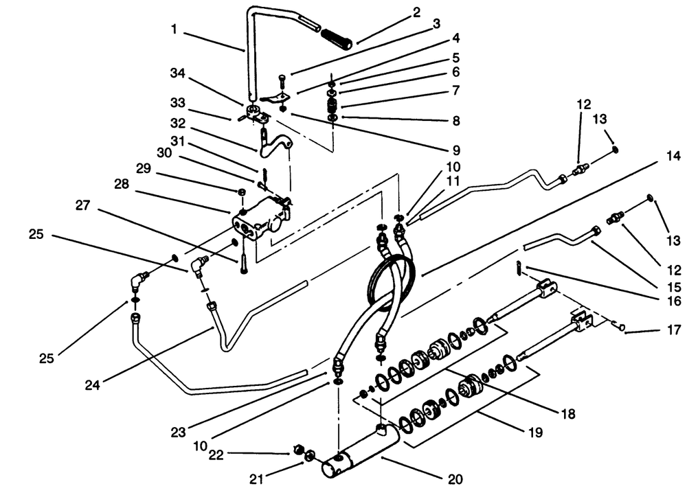 Hydraulic System Diagram and Parts List for 41-20OE03 2000001 - 2999999 Toro Lawn Tractor