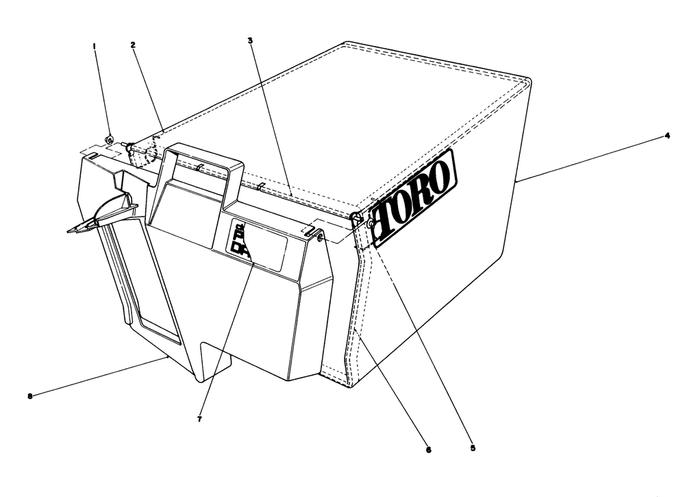 Grass Bag Assembly No. 11-0189 Diagram and Parts List for 20624C 8000001 - 8999999 Toro Lawn Mower