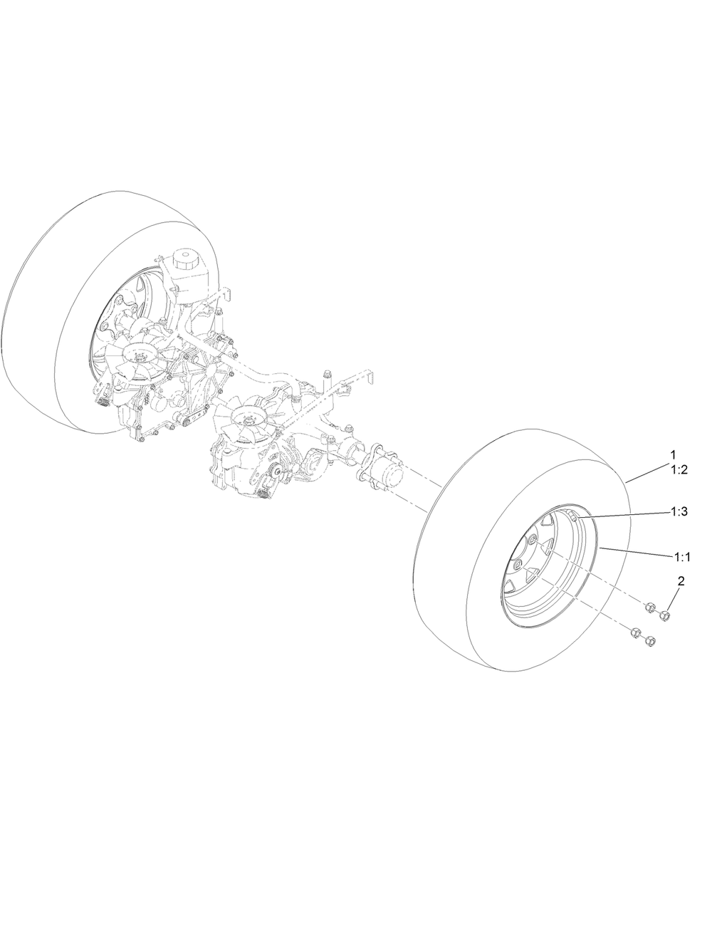 Rear Wheel Assembly Diagram and Parts List for 74490 407745616-999999999 Toro Lawn Tractor