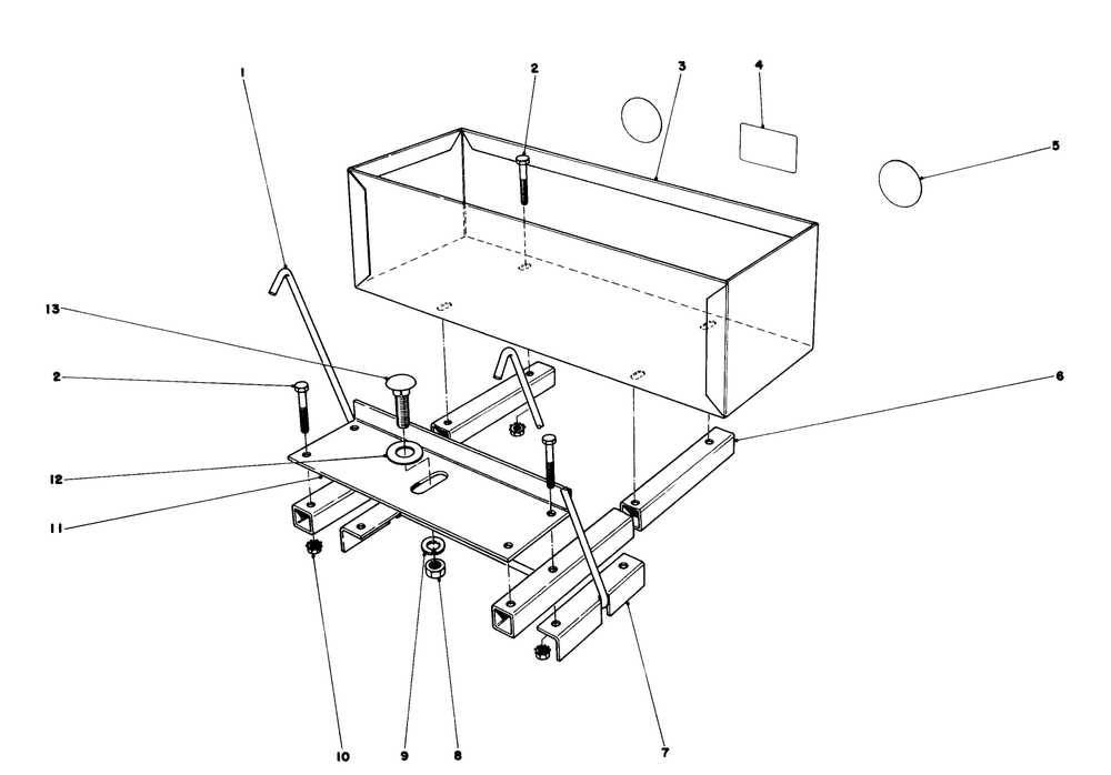 36" Snowthrower Weight Box Assembly Model 59138 Diagram and Parts List for 57357 1000001 - 1999999 Toro Lawn Tractor