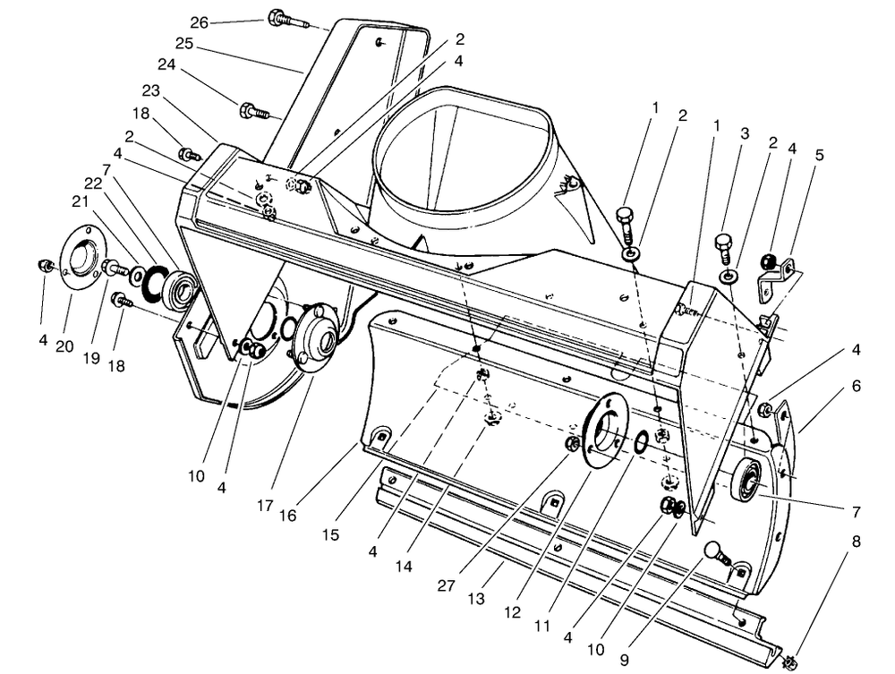 Housing Assembly Diagram and Parts List for 38436 7900001 - 7999999 Toro Snow Blower