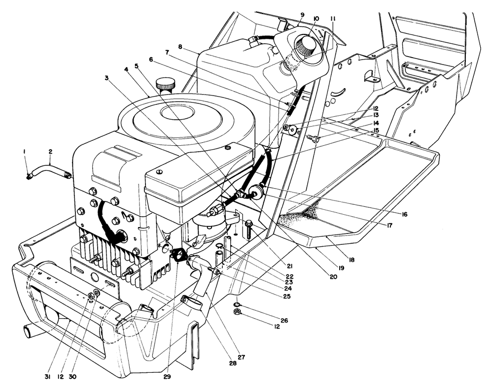 Engine Assembly Model 57360 Diagram and Parts List for 57360 3000001 - 3999999 Toro Lawn Tractor