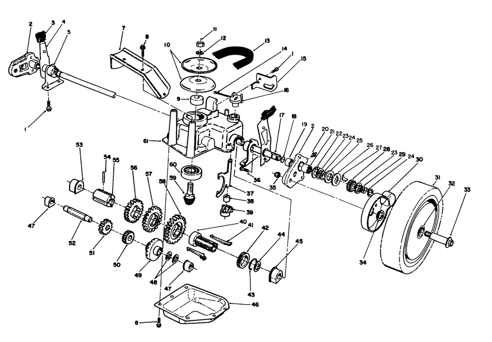 Gear Case Assembly Diagram and Parts List for 26621B 2000001 - 2999999 Toro Lawn Mower