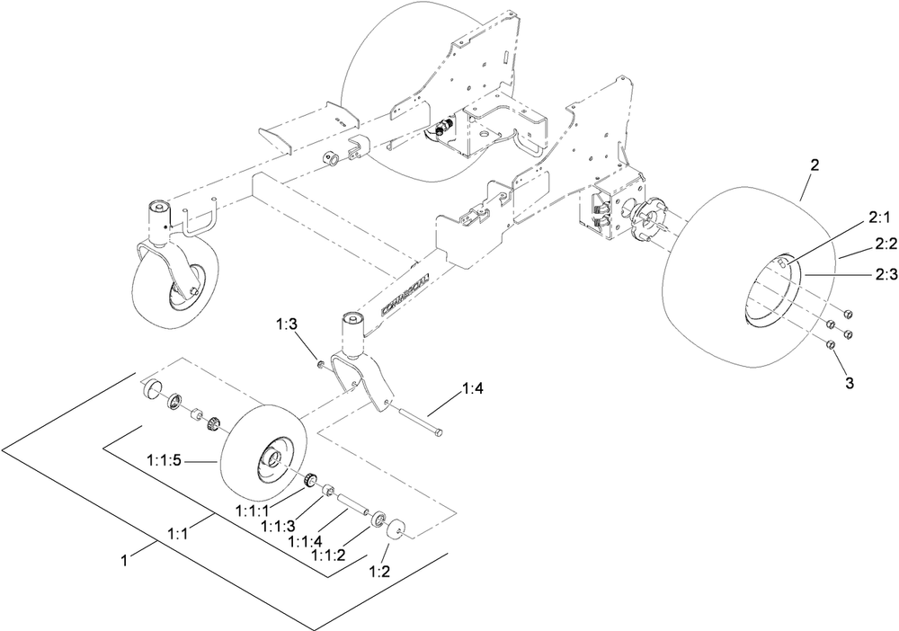 Wheel Assembly Diagram and Parts List for 74558 (290003001-290999999)(2009) Toro Lawn Mower
