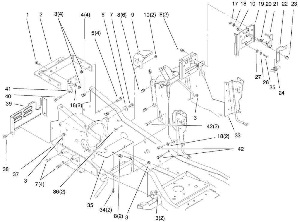 Steering Tower And Fuel Tank Assembly Diagram and Parts List for 73540 8900001 - 8999999 Toro Lawn Tractor