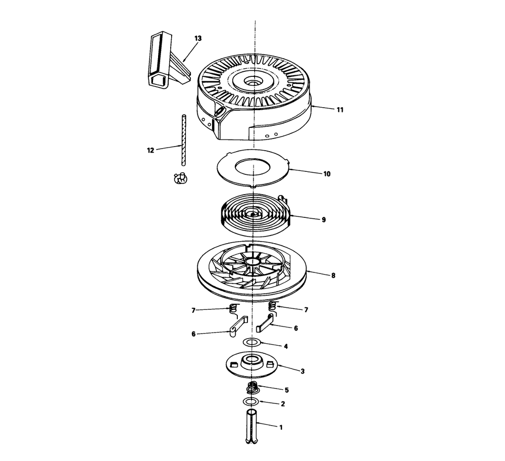 Rewind Starter No. 590621 Diagram and Parts List for 16575 8012679 - 8999999 Toro Lawn Mower