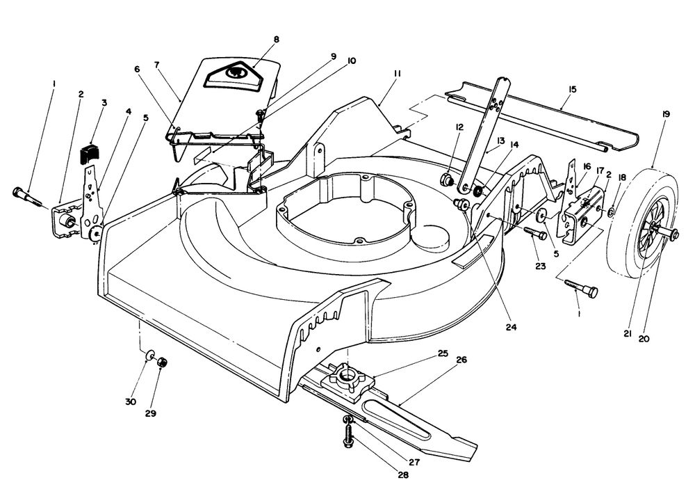 Housing Assembly Diagram and Parts List for 16576 0000001 - 0999999 Toro Lawn Mower