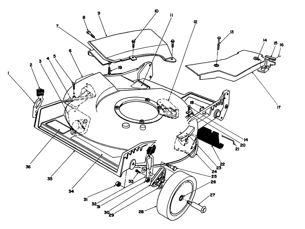 Housing Assembly Diagram and Parts List for 20106 1000001 - 1999999 Toro Lawn Mower