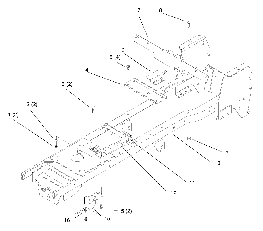 Frame Diagram and Parts List for 72064 8900600 - 8999999 Toro Lawn Tractor